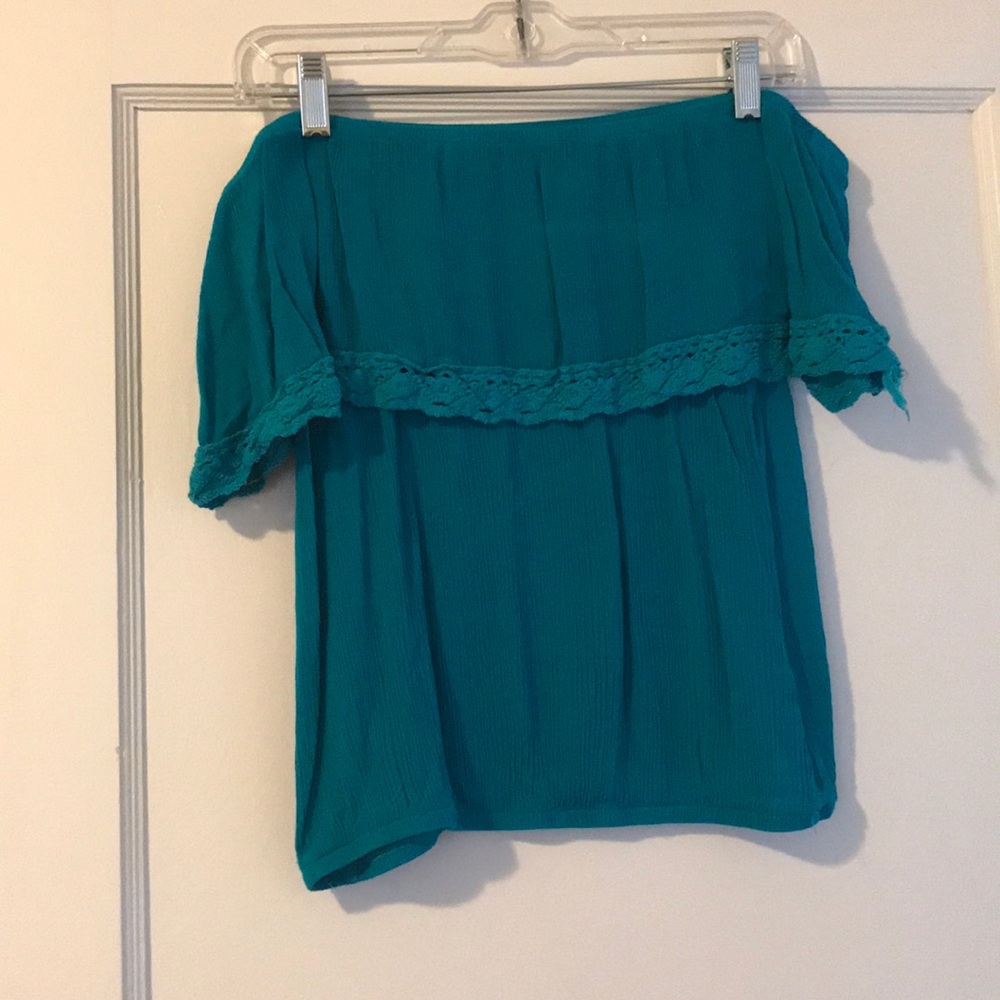 Off the shoulder teal top